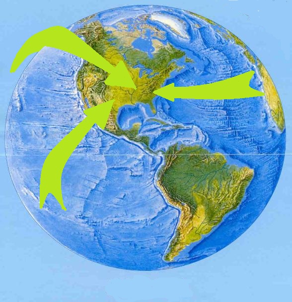 three arrows pointing on earth